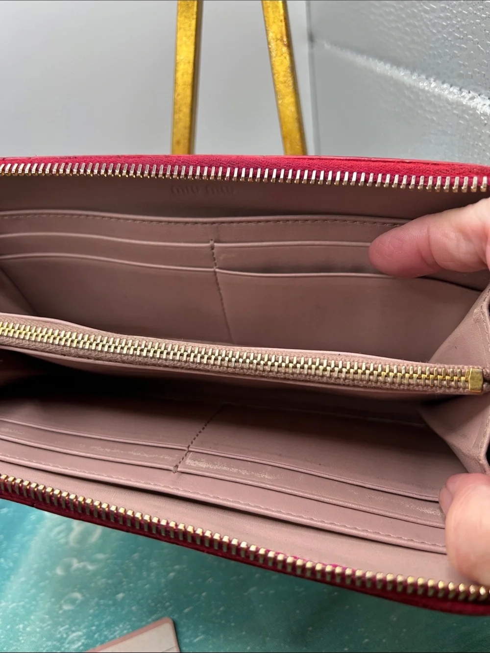 Miu Miu Red Crocodile Embossed Wallet COA Card